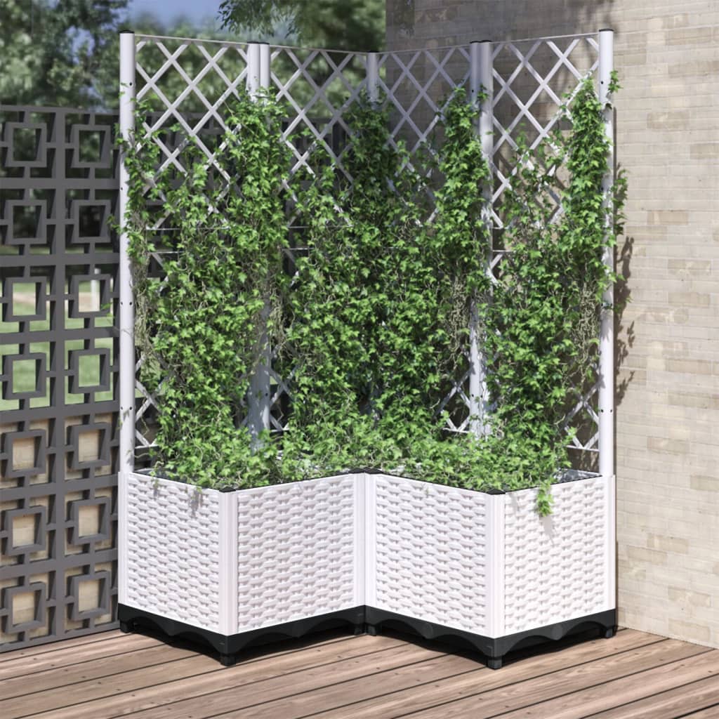 Vidaxx planter med Trellis 80x80x136 cm polypropylen hvid