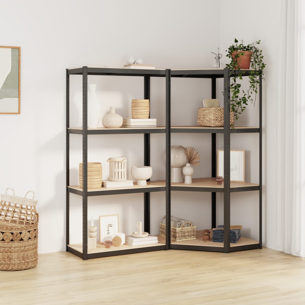 Vidaxl Storage Rack 4-lag 2 stål Stålbehandlet træ Anthracite farvet