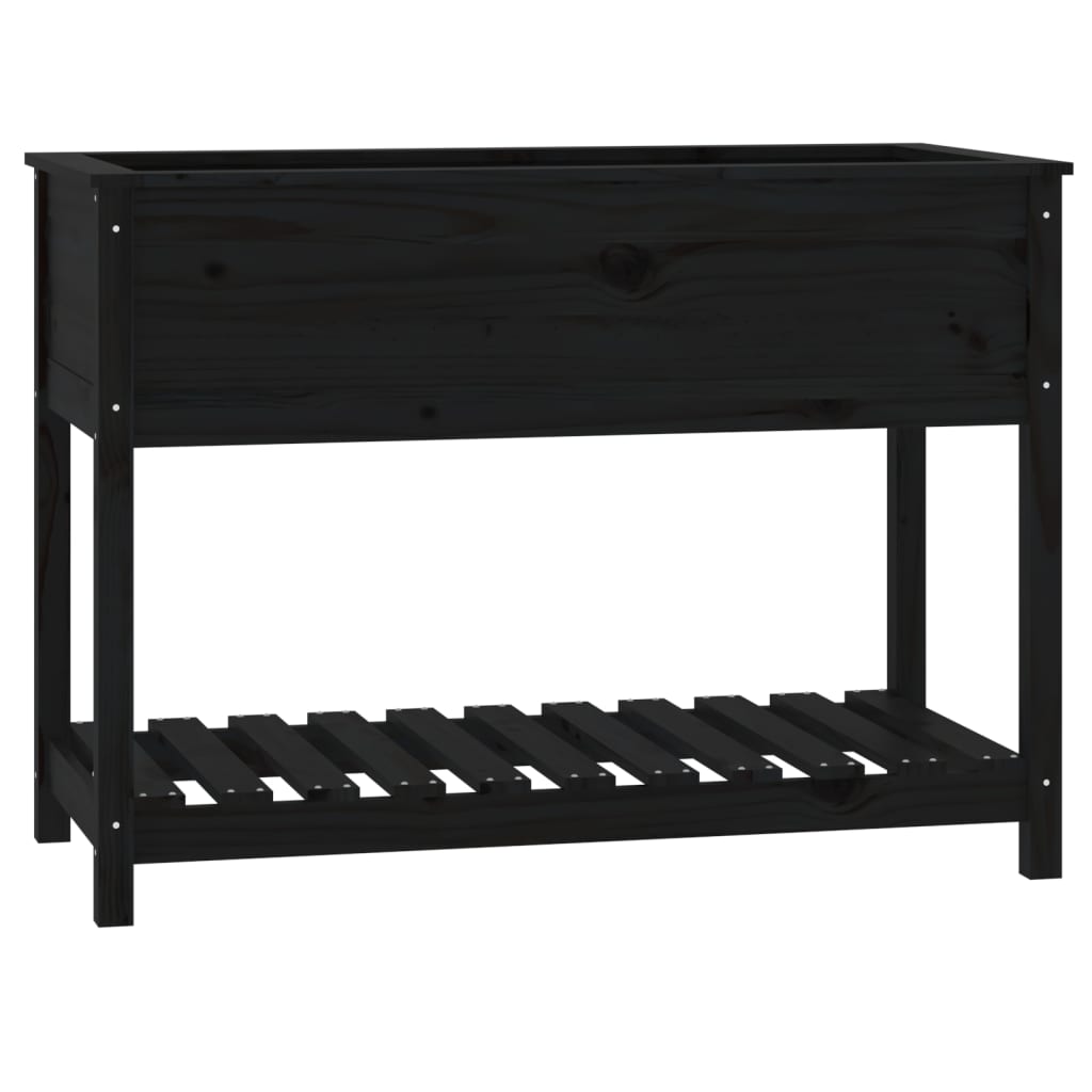 Vidaxx planter med hylde 111.5x54x81 cm Solid fyrretræ sort