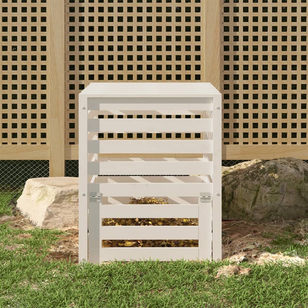 Vidaxx kompostbin 63,5x63,5x77,5 cm fast fyrretræ hvid