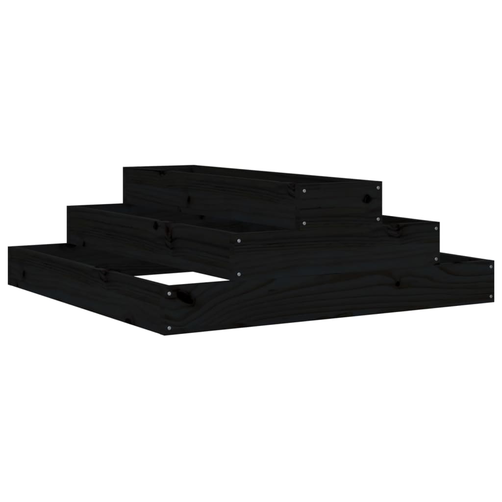 VIDAXX PLANTER 80X80X27 CM SOLID PINE TRÆ Sort