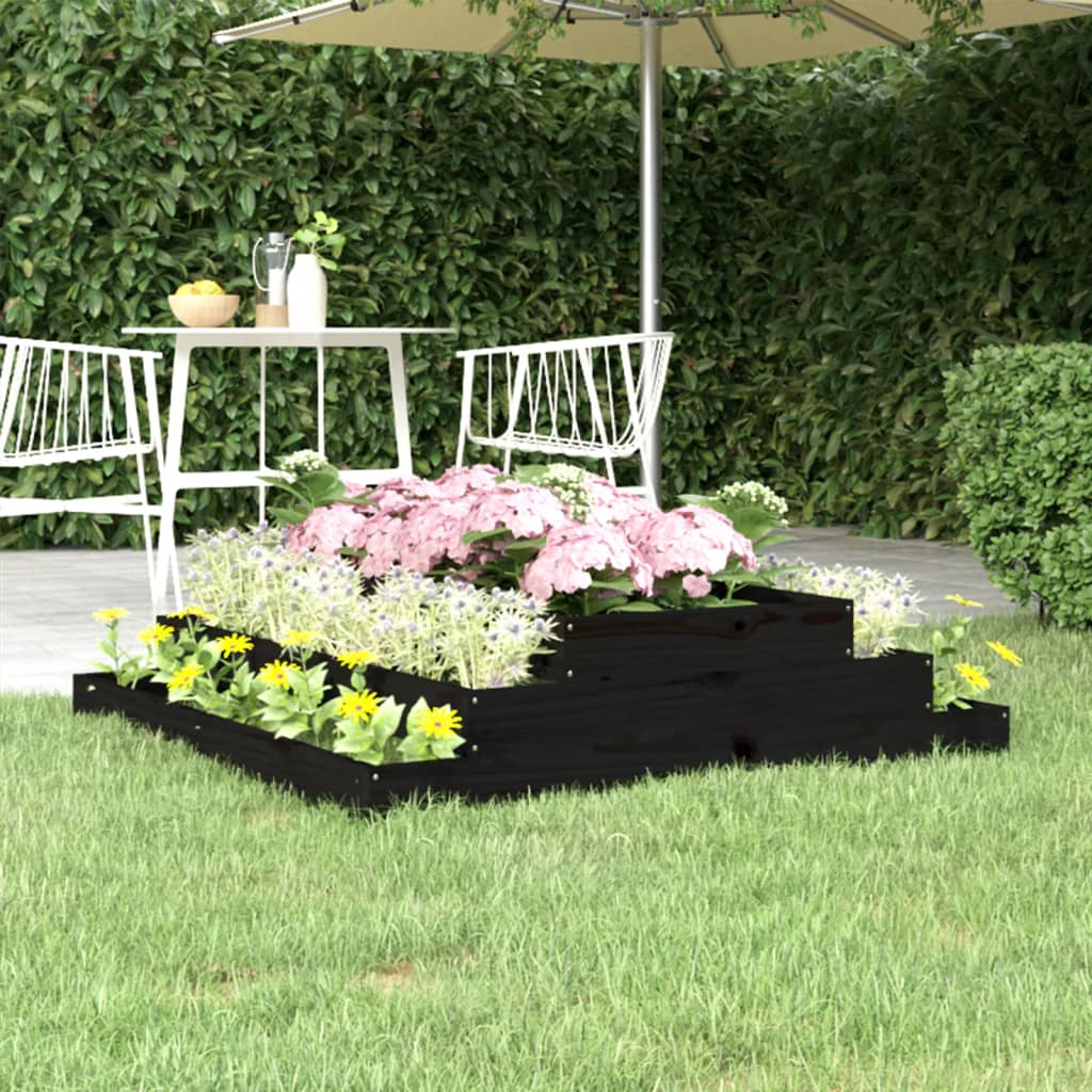 VIDAXX PLANTER 110X110X27 CM SOLID PINE TRÆ Sort
