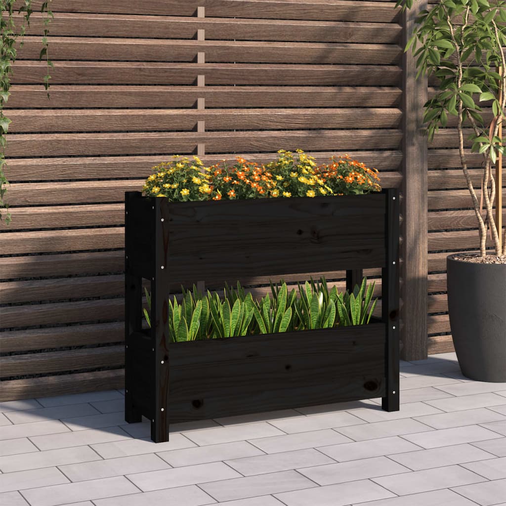 VIDAXX PLANTER 77X25X66 CM SOLID PINE TRÆ Sort