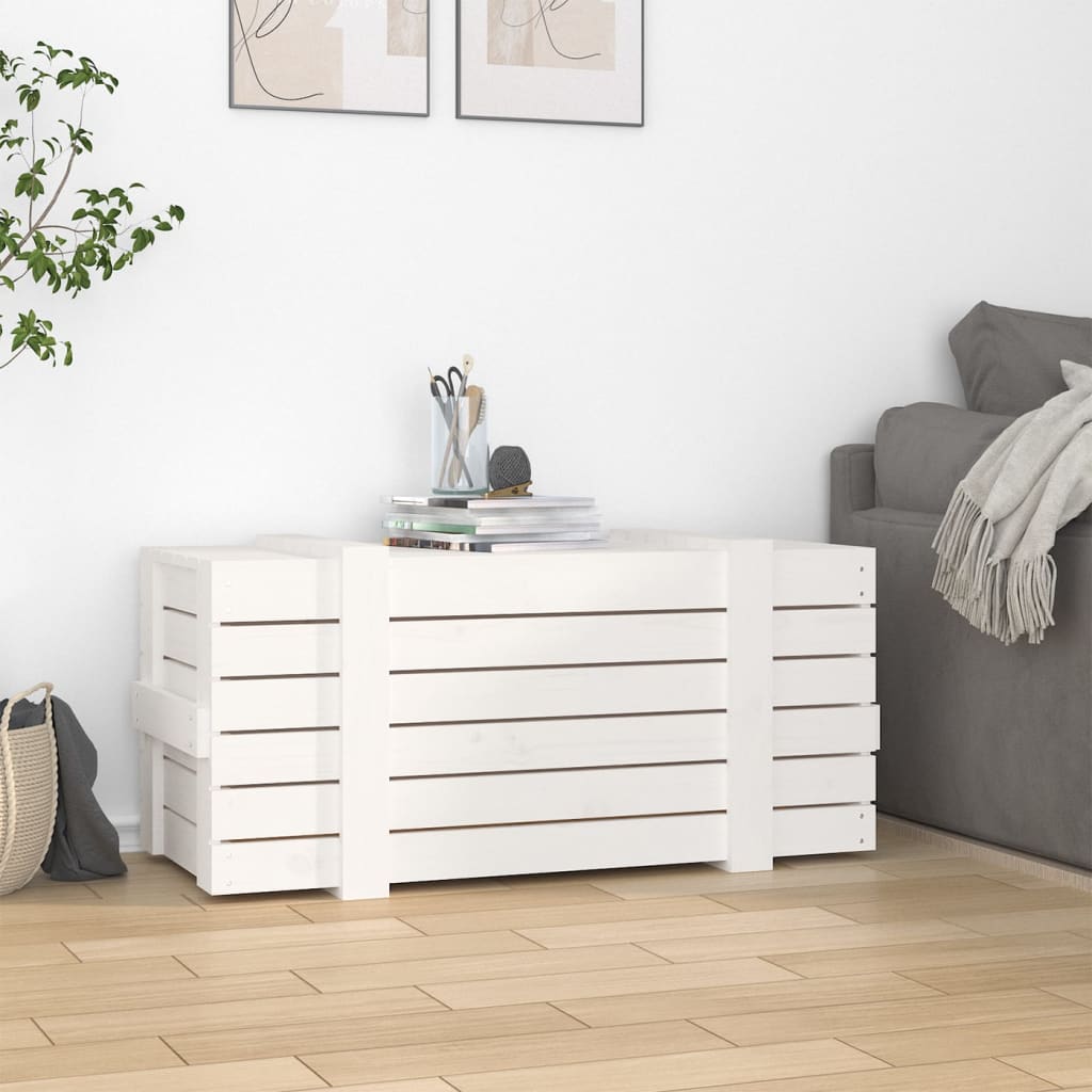 Vidaxx opbevaringsboks 91x40,5x42 cm massiv fyrretræ hvid