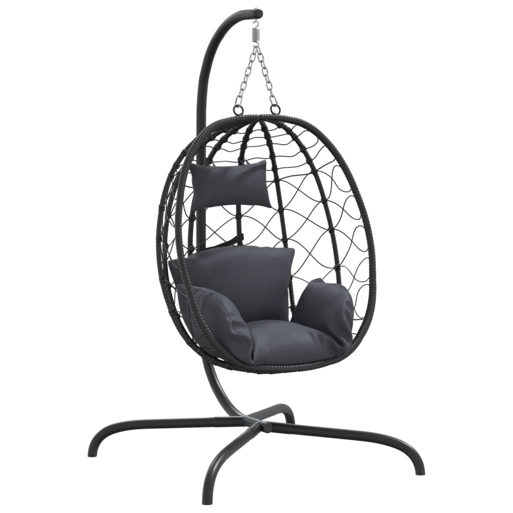 VidaXL hængende æg stol med hynde antracit polyrattan stål