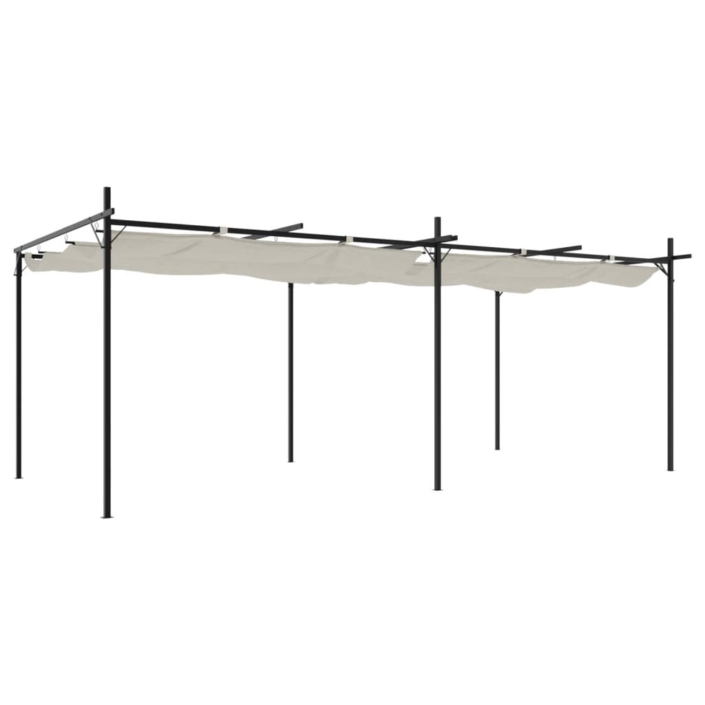 Vidaxl Pergola med udtrækkeligt tag 589x292x230 cremefarvet