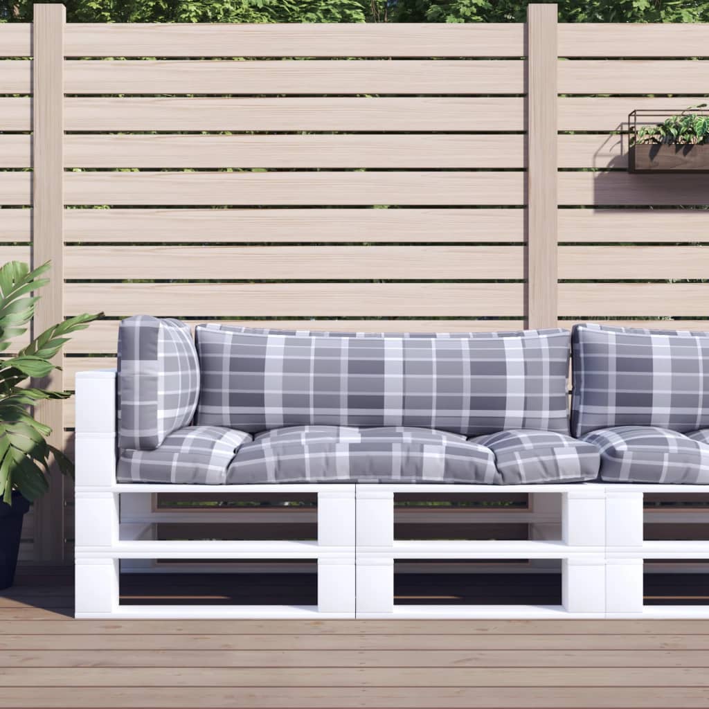 Vidaxl palletkussens 3 st ruitpatroon stof grijs