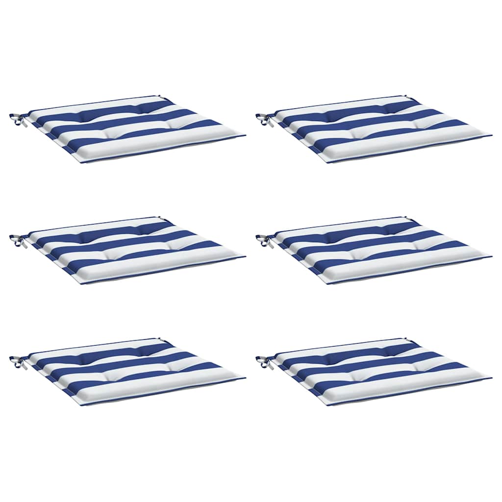 Vidaxl Garden Stol Puder 6 PCS Stribet 40x40x4 cm stof Hvid og blå