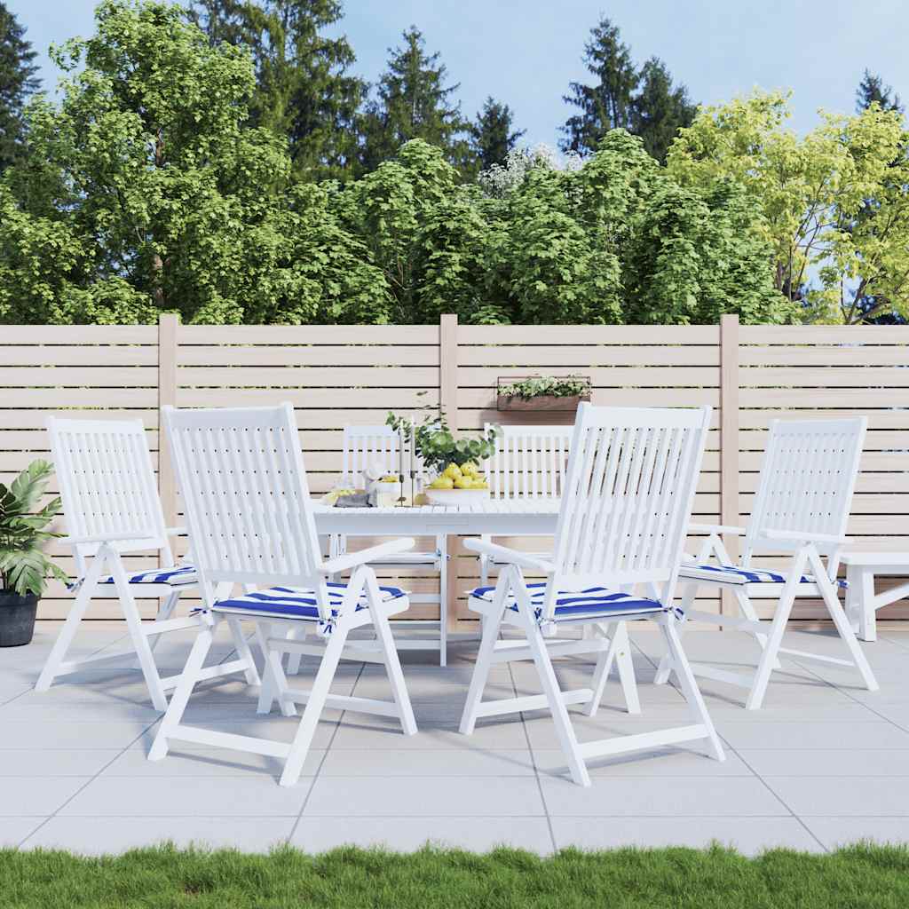 Vidaxl Garden Stol Puder 6 PCS Stribet 40x40x4 cm stof Hvid og blå