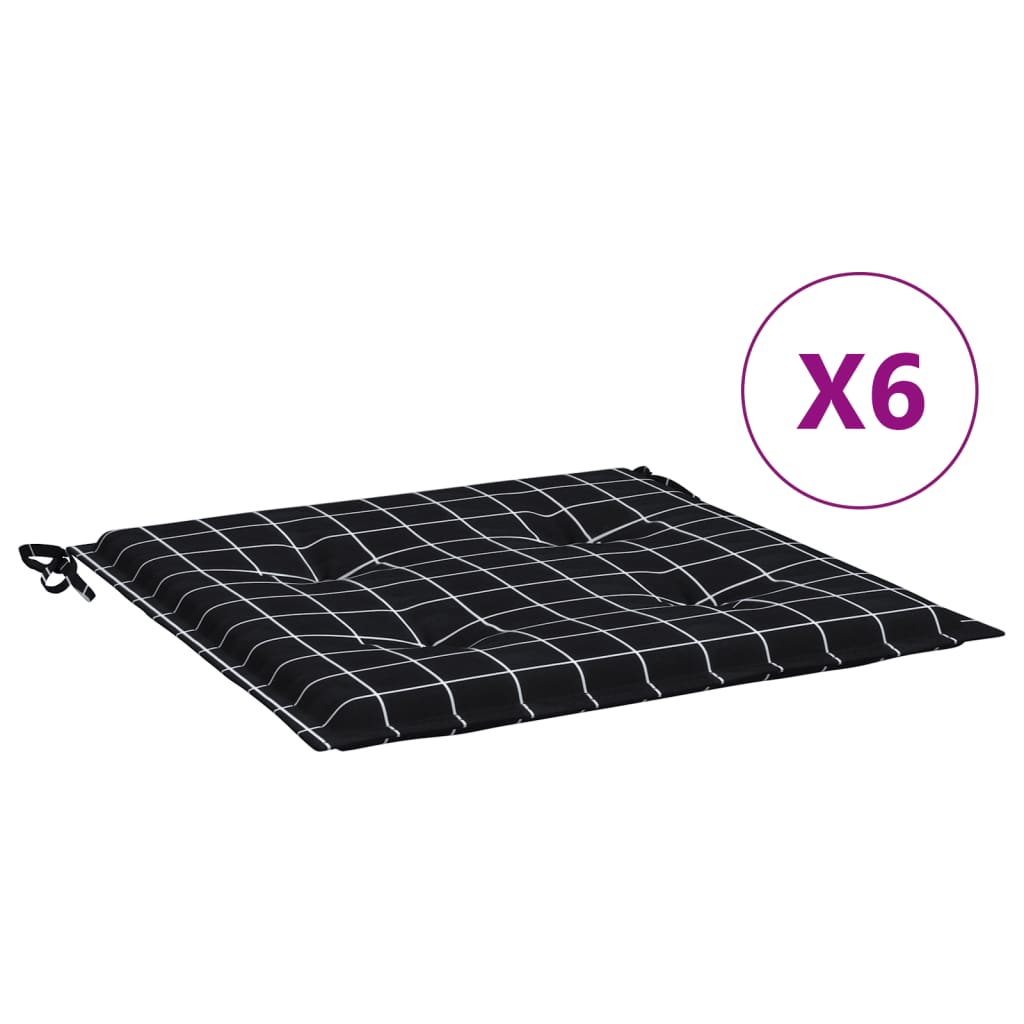 Vidaxl Garden Stol Puder 6 PCS Diamond Mønster 50x50x3 cm Stof sort sort