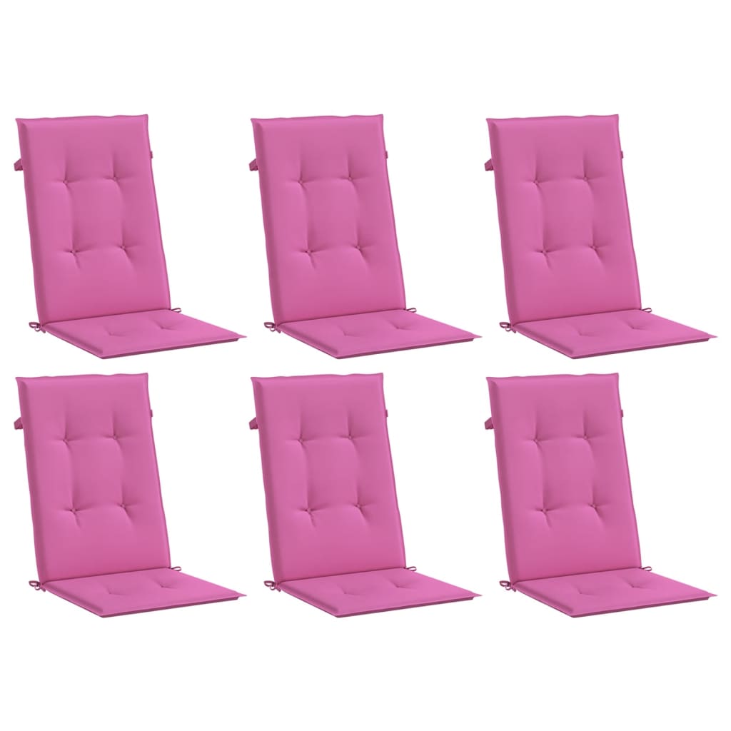 Vidaxl stolpuder 6 pcs højt ryg stofrosa