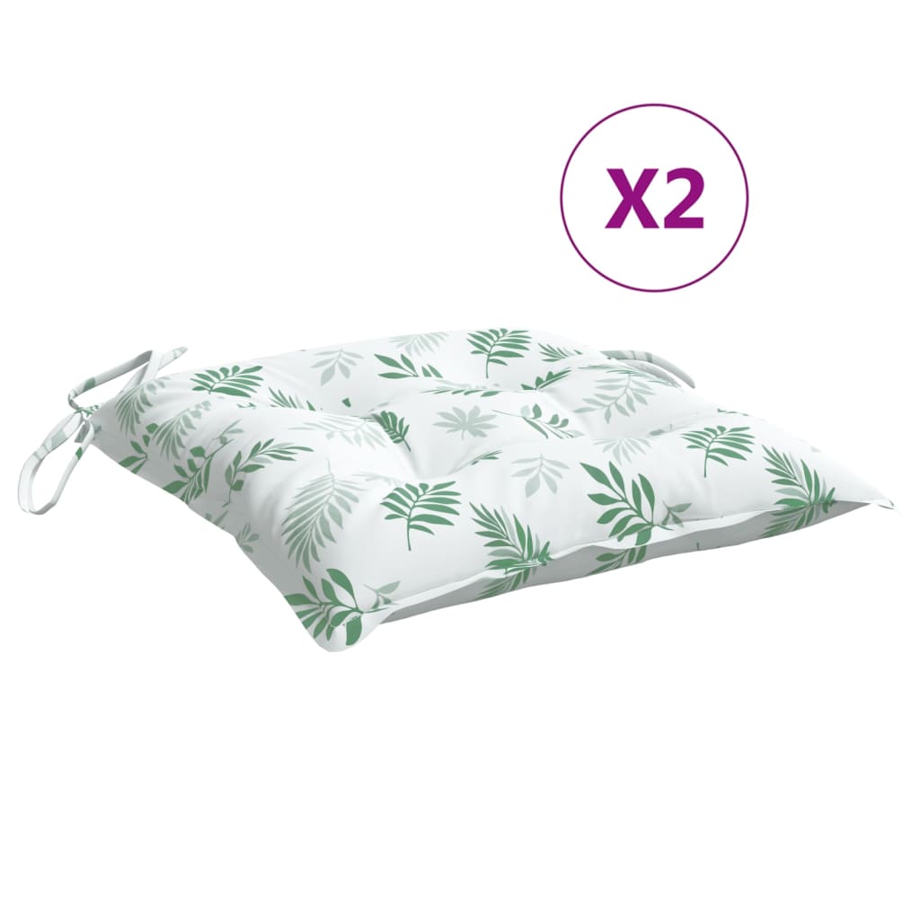 Vidaxl stoelkussens 2 st bladpatroon 40x40x7 cm stof