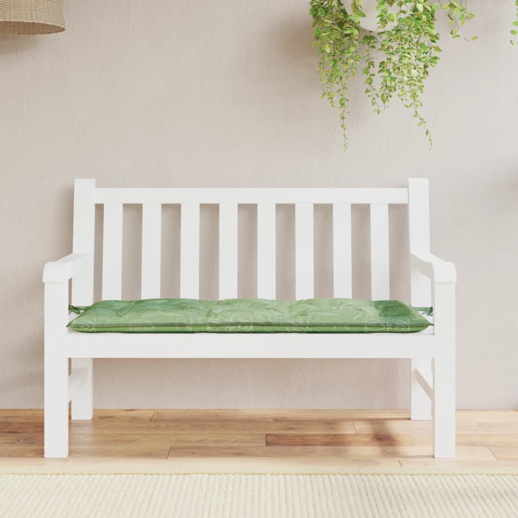 Vidaxl Garden Bench Pude Leaf Pattern 120x50x7 cm stof