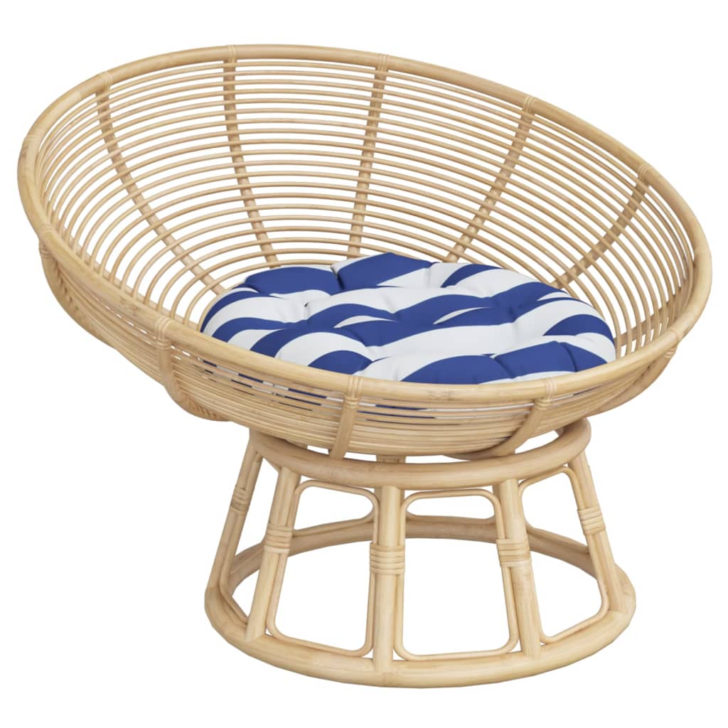 Vidaxl sædepude rund stribet Ø 60x11 cm oxford stof blå hvid