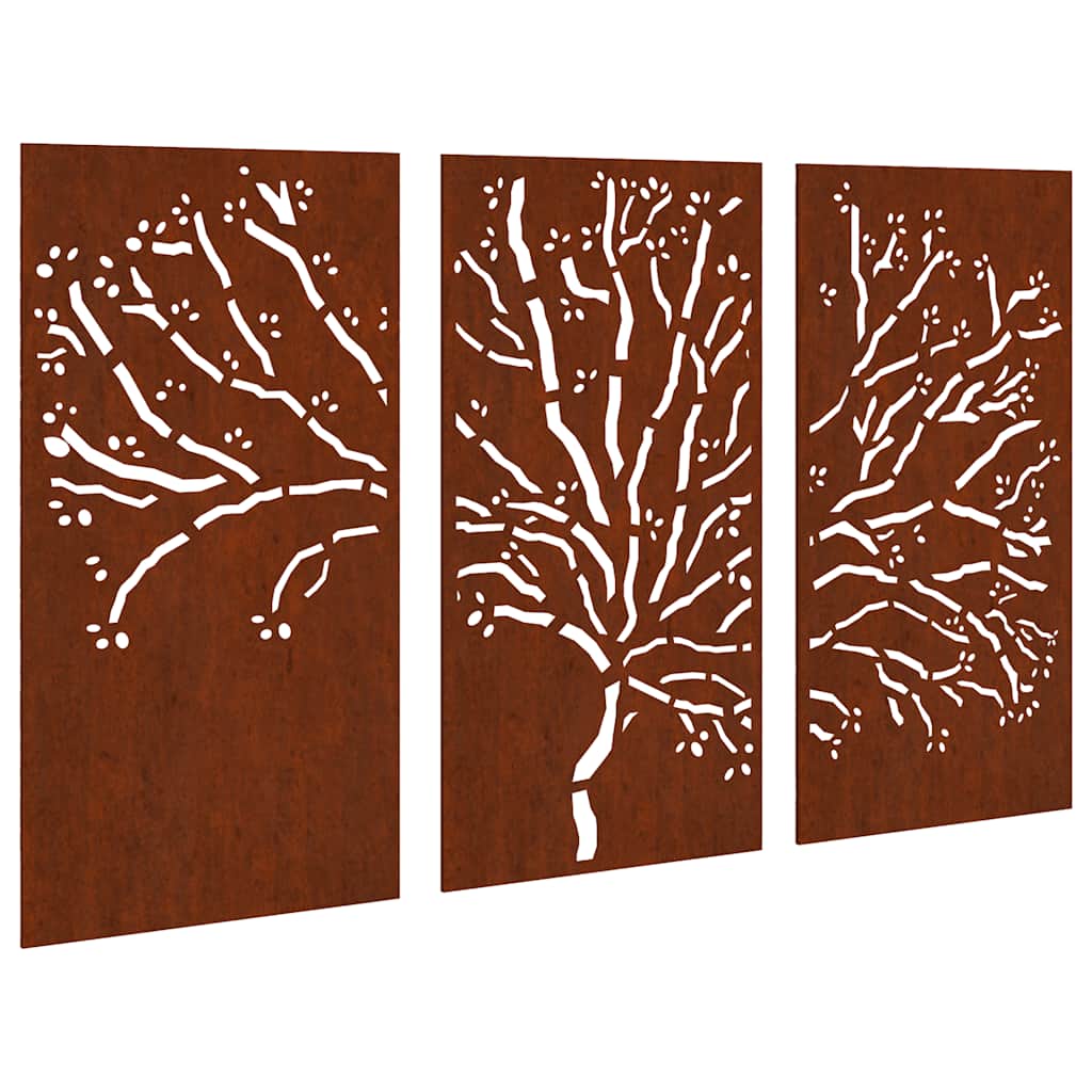 Vidaxl 3-delige tuindecoratieset boomontwerp 105x55 cm cortenstaal