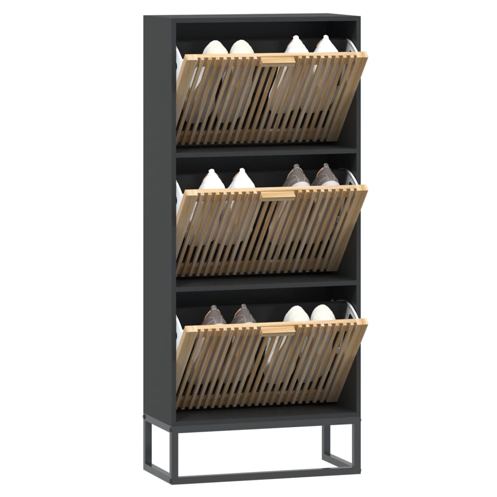 Vidaxx Shoe Cabinet 52x25x120 cm færdig træ sort