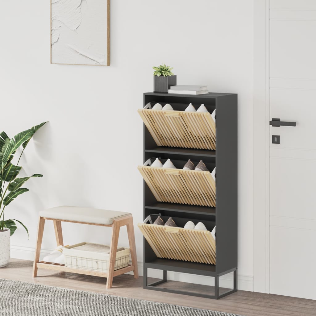 Vidaxx Shoe Cabinet 52x25x120 cm færdig træ sort