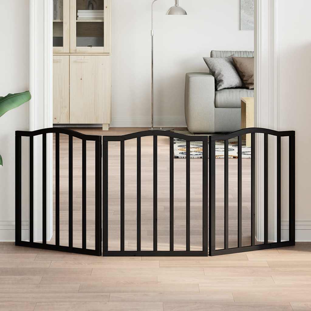 Vidaxx foldbar hundelåge 3 paneler 150 cm poppeltræ sort