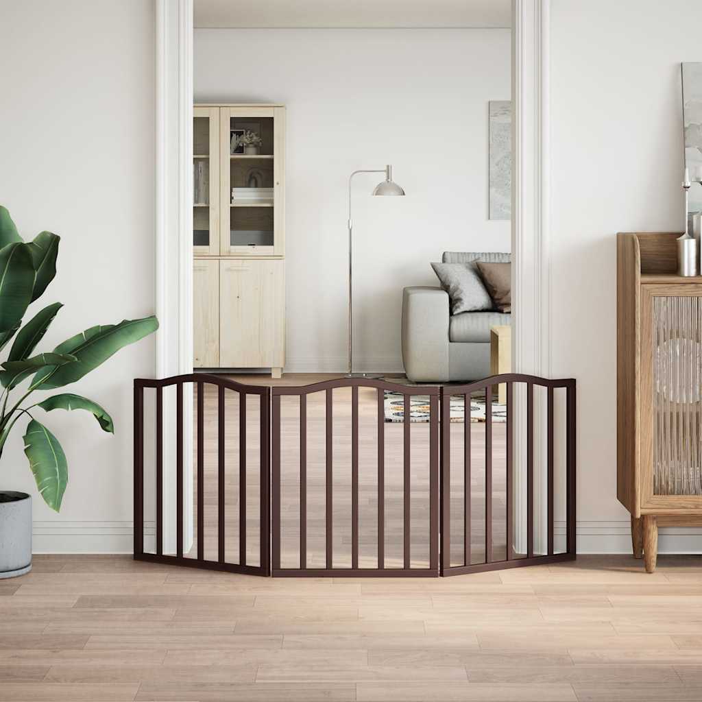 Vidaxl foldbar hundelåge 3 paneler 150 cm poppeltræ brun eg