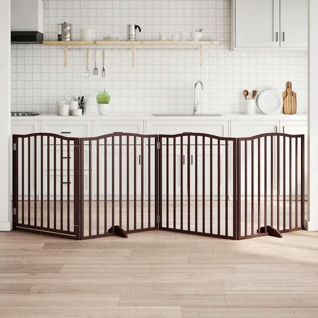Vidaxx foldbar hundelåge 4 paneler 320cm poppeltræ brun eg