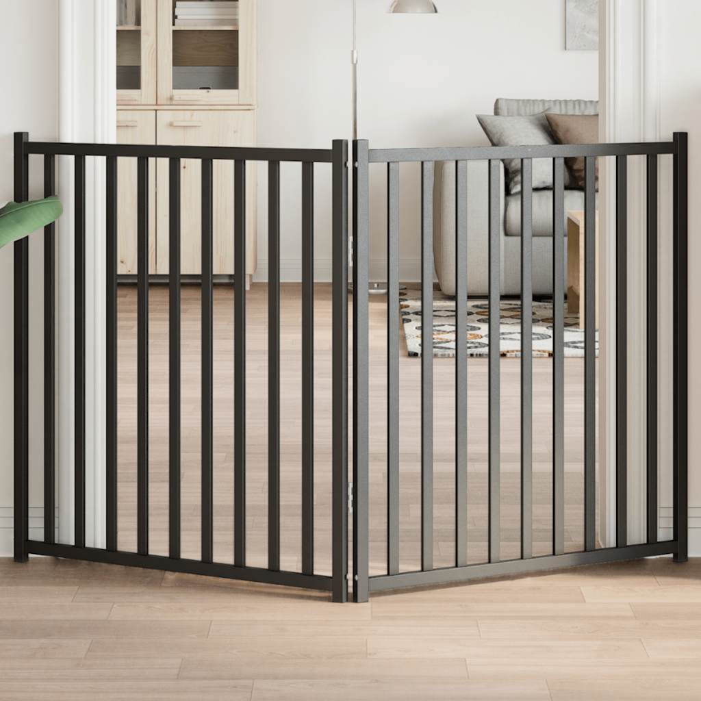 Vidaxl foldbar hundelåge 2 paneler 160 cm massiv fyrretræ sort
