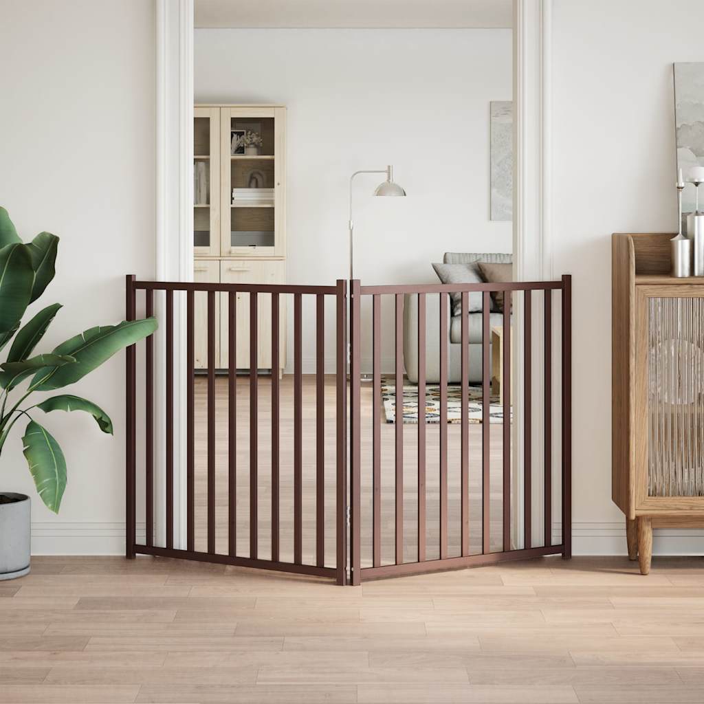Vidaxl foldbar hundelåge 2 paneler 160cm massiv fyrretræ brun eg