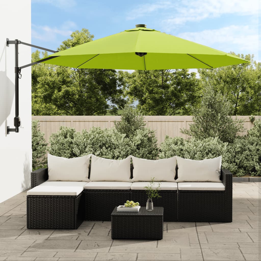 Vidaxl vægparasol med LED'er 290 cm Apple Green