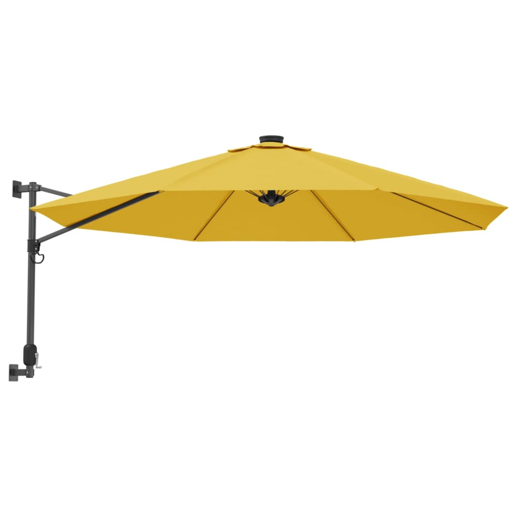 Vidaxl wandparasol met leds 290 cm geel