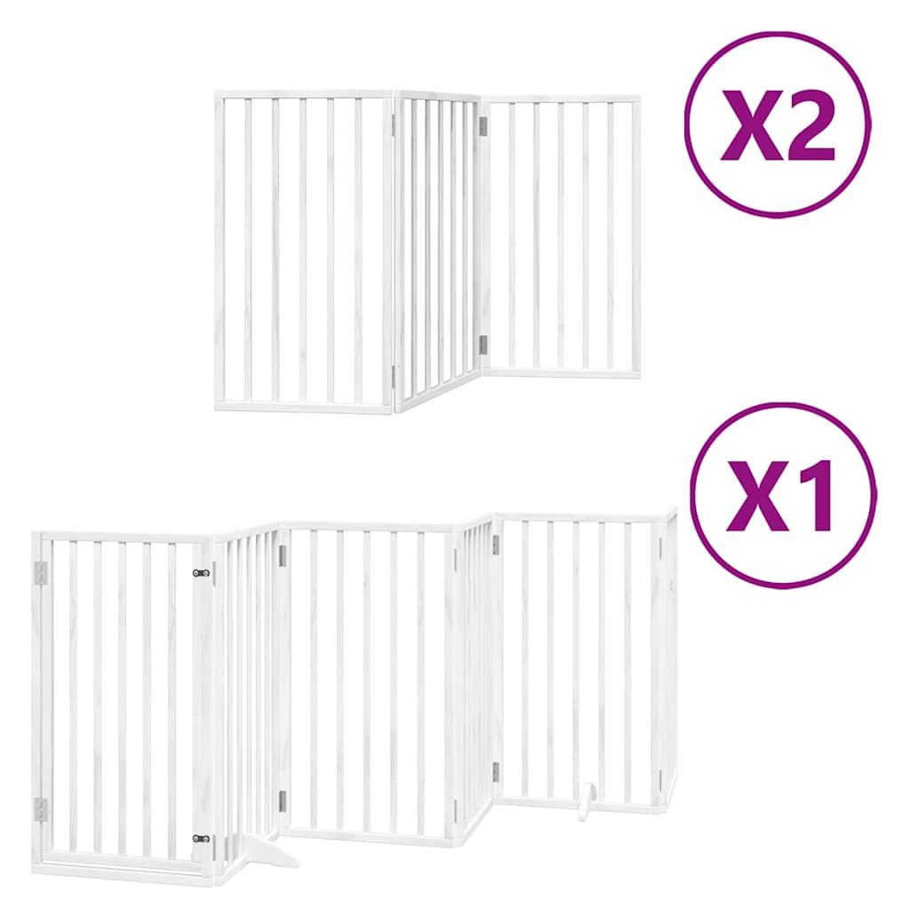 Vidaxl hondenhek inklapbaar met deur 12 panelen 600cm populierhout wit