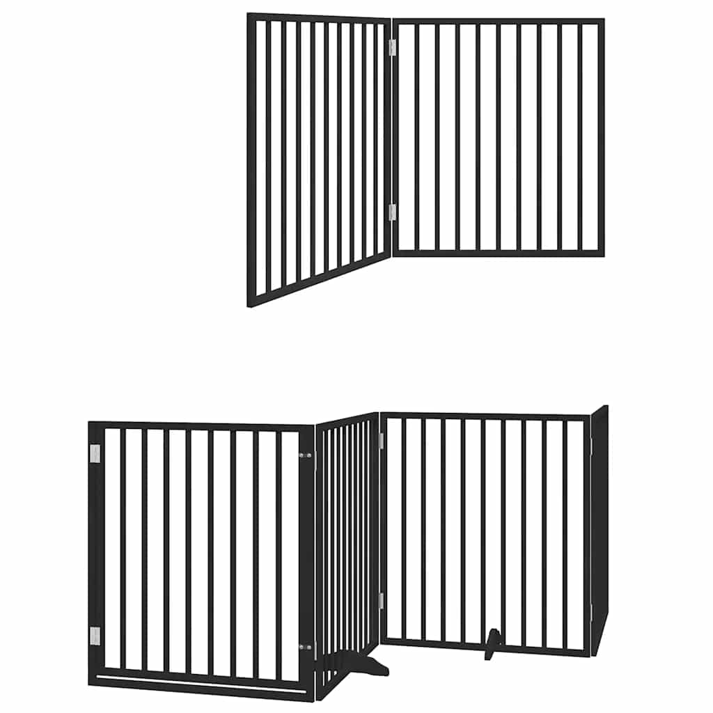 Vidaxl hondenhek inklapbaar 8 panelen 640 cm populierenhout zwart