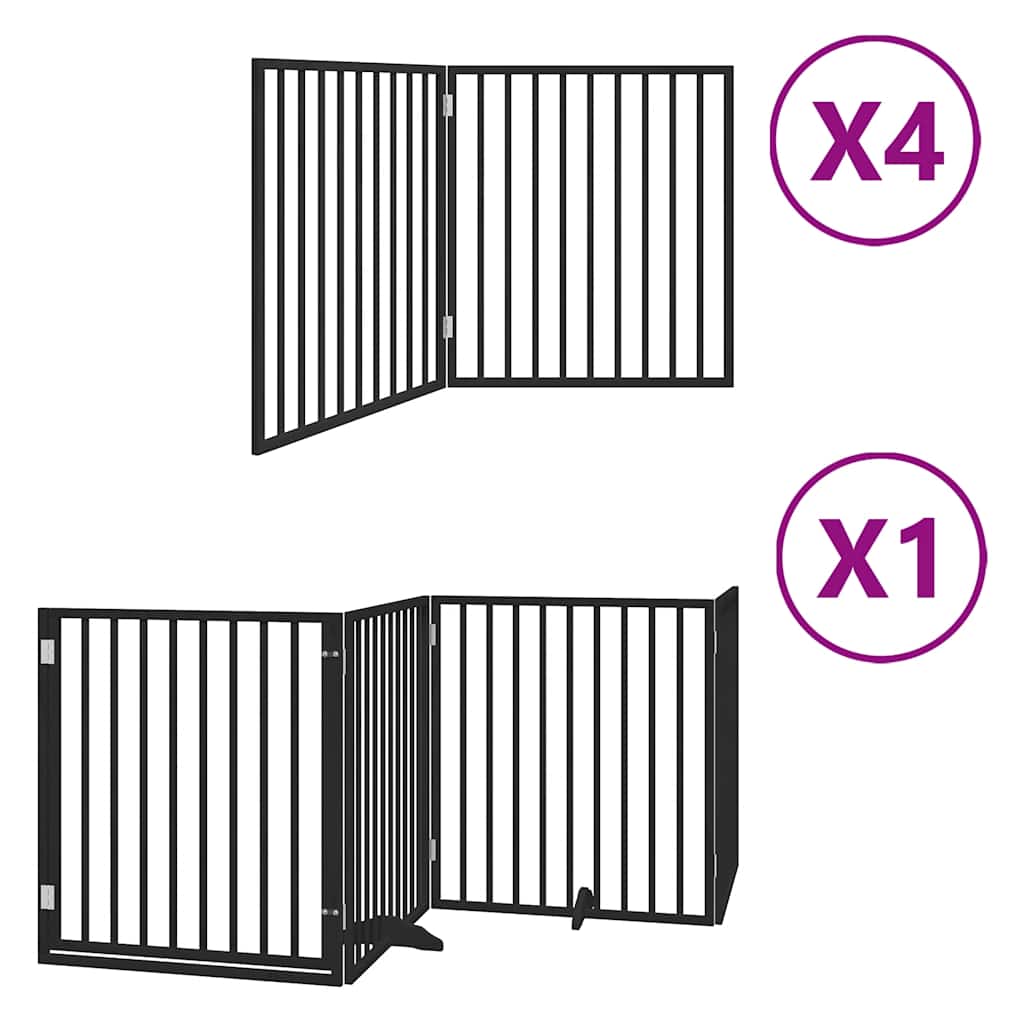 Vidaxl hondenhek inklapbaar 12 panelen 960 cm populierenhout zwart