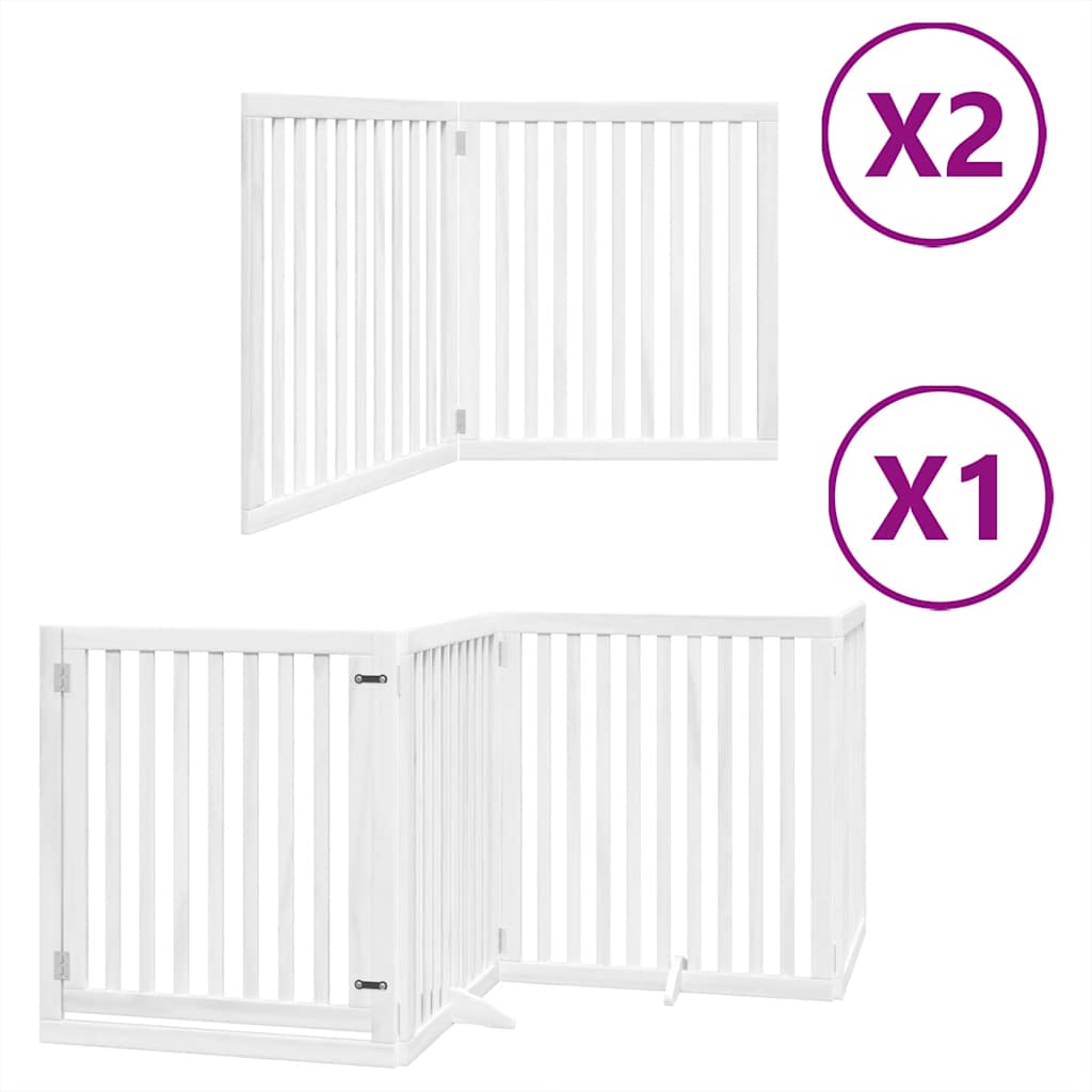 Vidaxl hondenhek inklapbaar met deur 8 panelen 640 cm populierhout wit