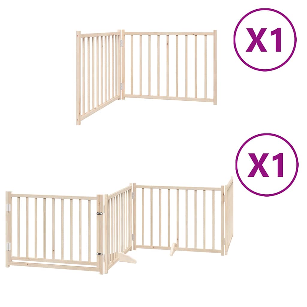 Vidaxl hondenhek inklapbaar met deur 6 panelen 480 cm populierenhout