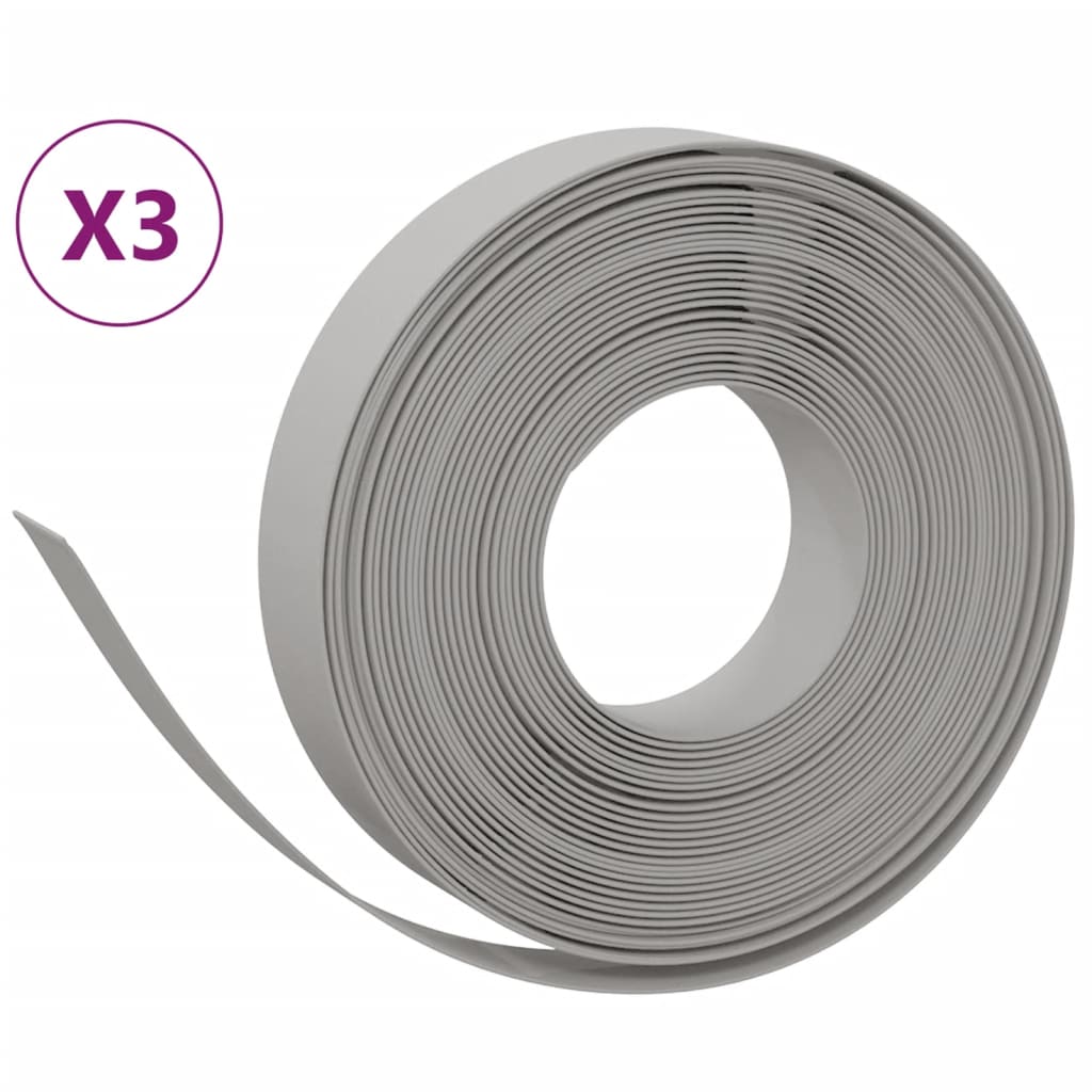 Vidaxl havekanter 3 stk 10 m 10 cm polyethylen grå