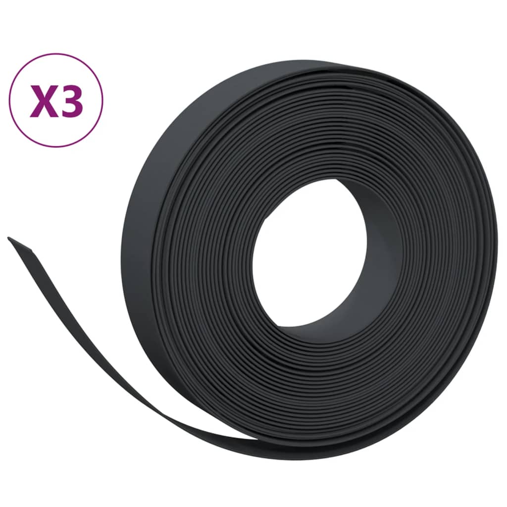 Vidaxl havekanter 3 stk 10 m 10 cm polyethylen sort