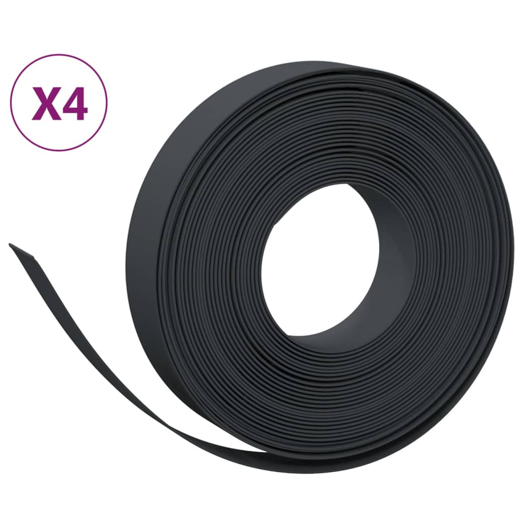 Vidaxl havekanter 4 stk 10 m 10 cm polyethylen sort