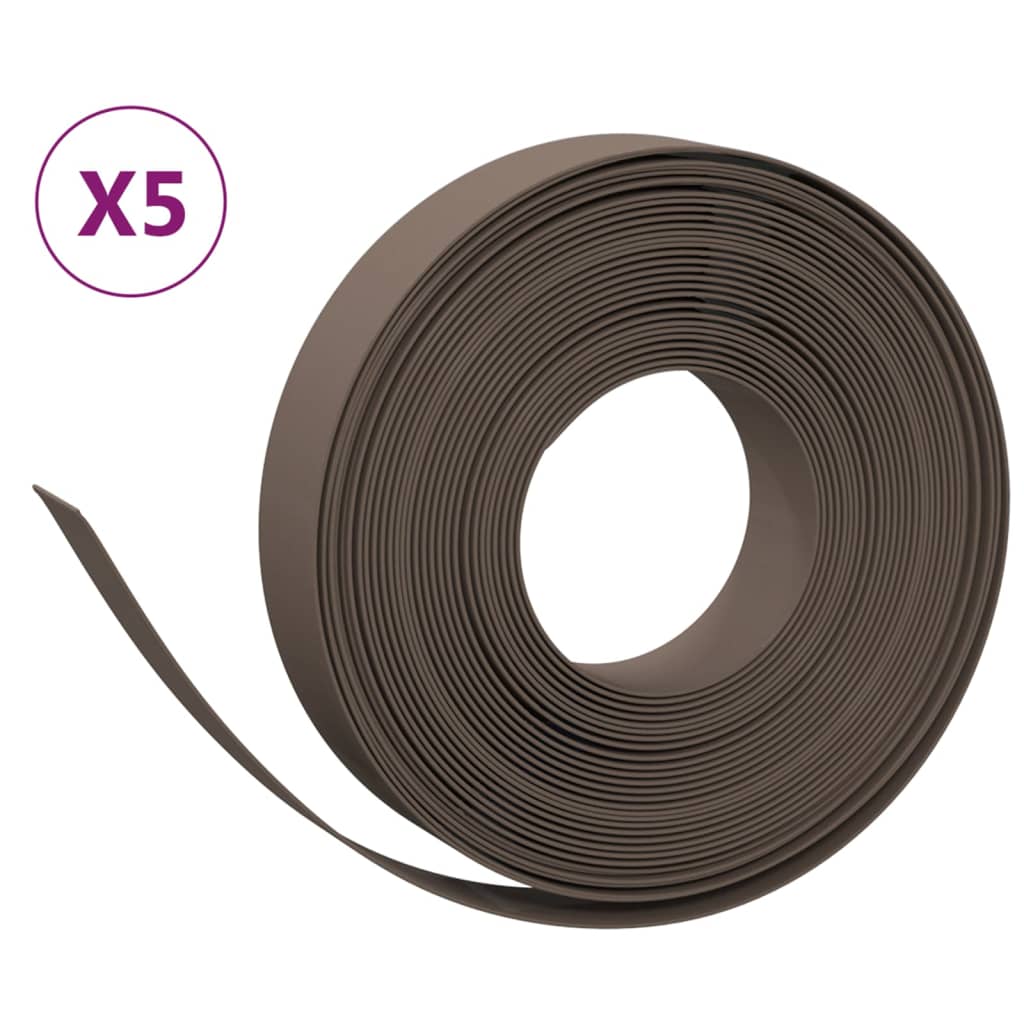 Vidaxl havekanter 5 stk 10 m 10 cm polyethylenbrun