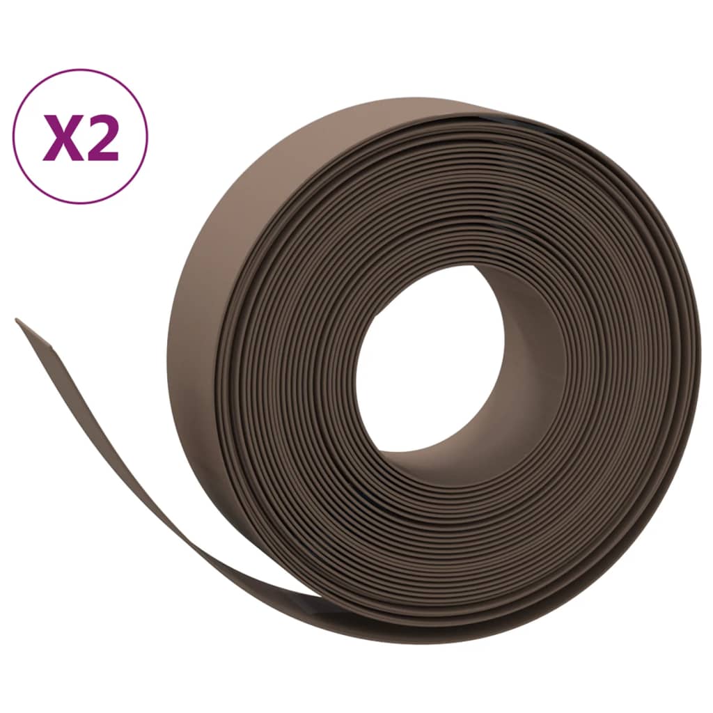 Vidaxl havekanter 2 stk 10 m 15 cm polyethylenbrun