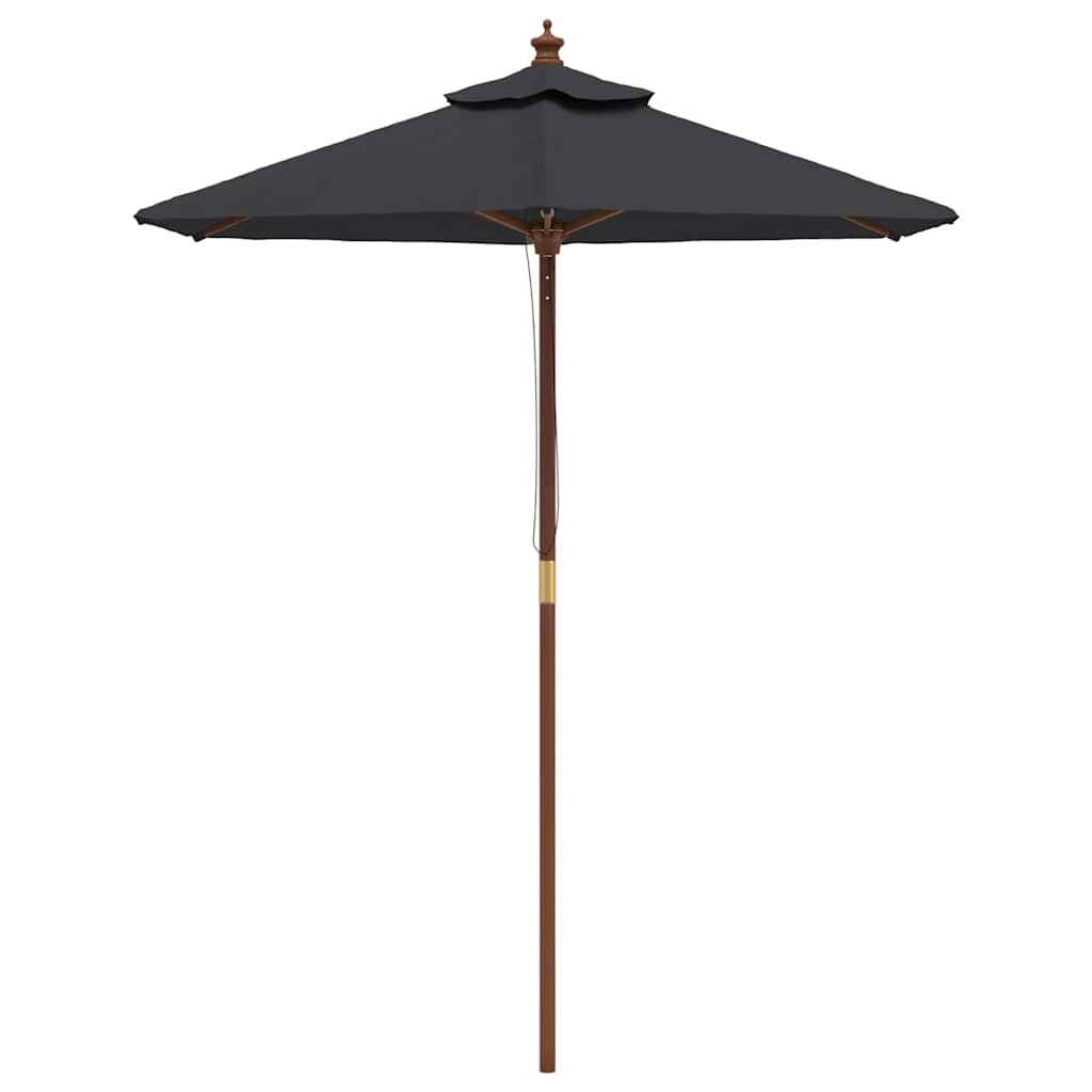 Vidaxl parasol met houten paal 196x231 cm zwart