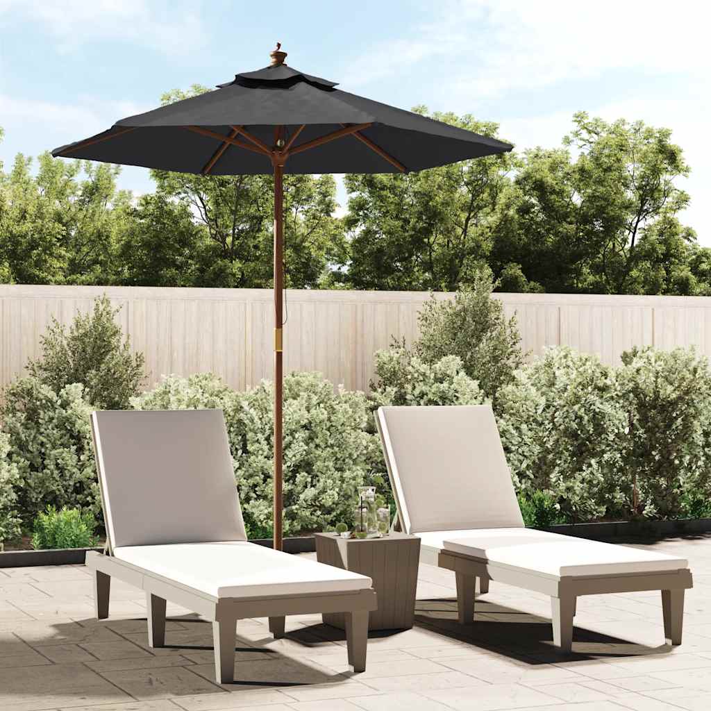 Vidaxl parasol met houten paal 196x231 cm zwart