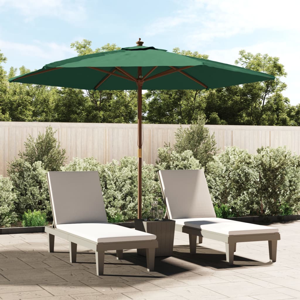 Vidaxx parasol med træstang 299x240 cm grøn