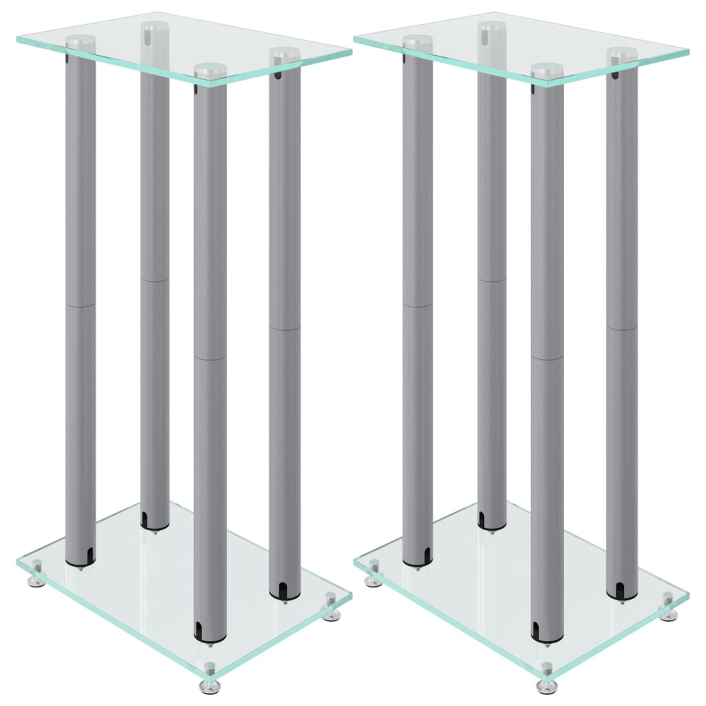 Vidaxl -højttaler står 2 stk. 4 søjler tempereret glas sølvfarvet