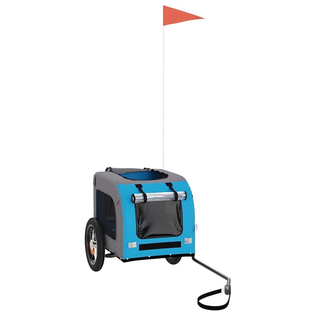 Vidaxl hondenfietstrailer oxford stof en ijzer blauw en grijs