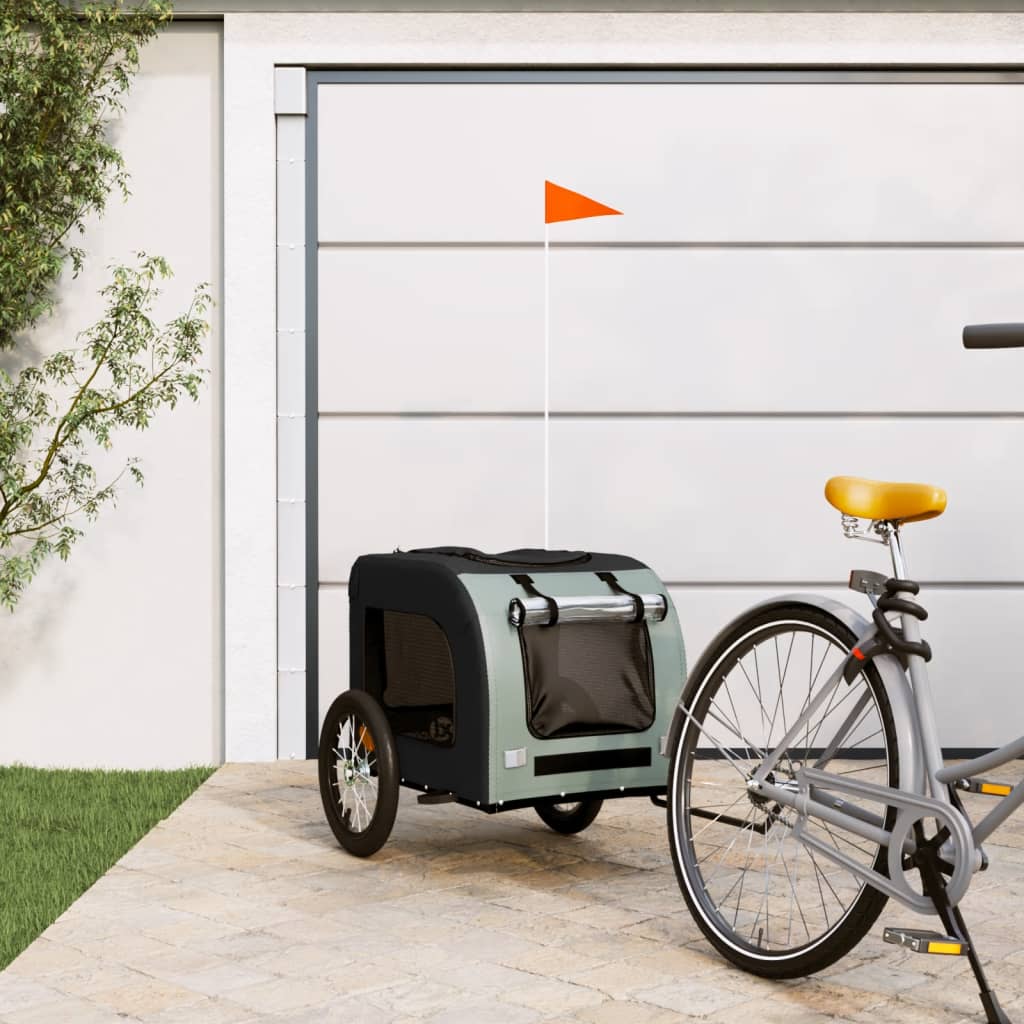 Vidaxl Dog Bike Trailer Oxford stof og jern sort og grå