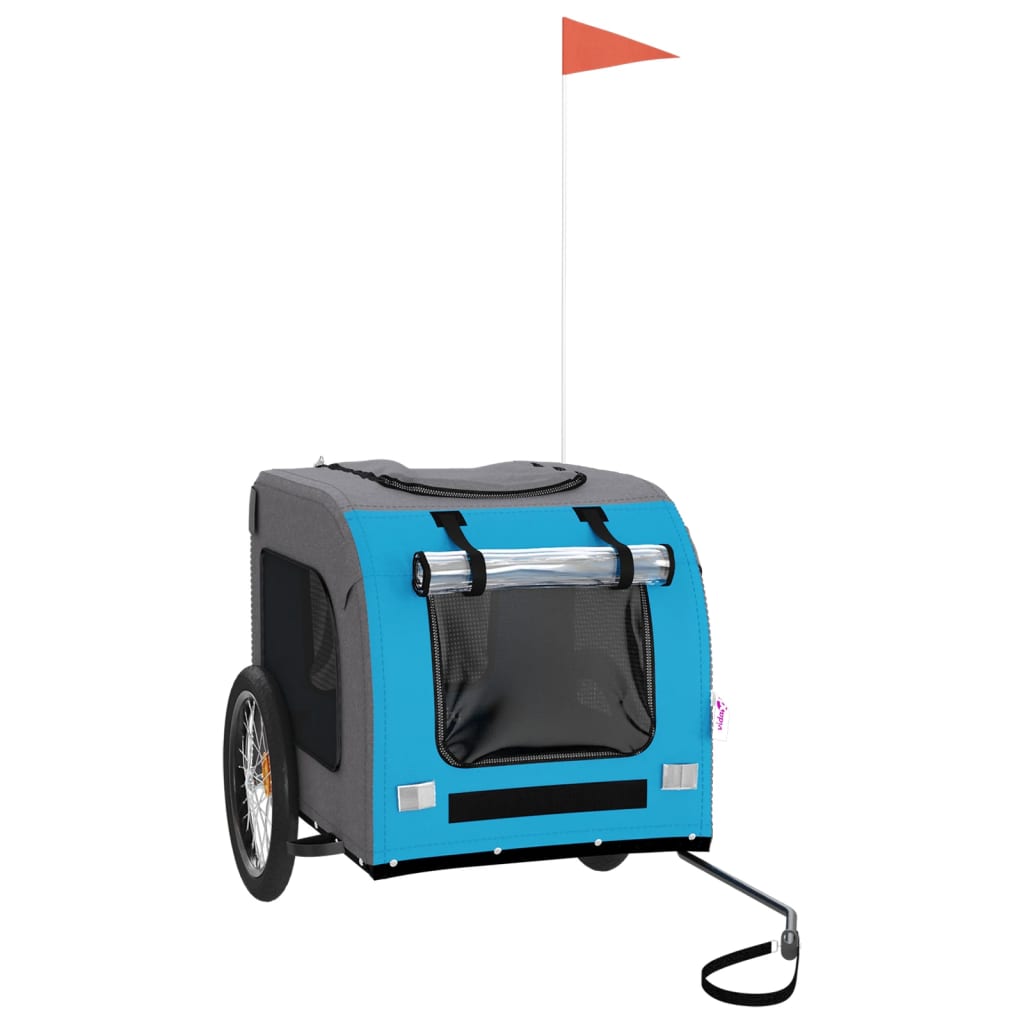 Vidaxl Dog Bike Trailer Oxford stof og jernblå og grå