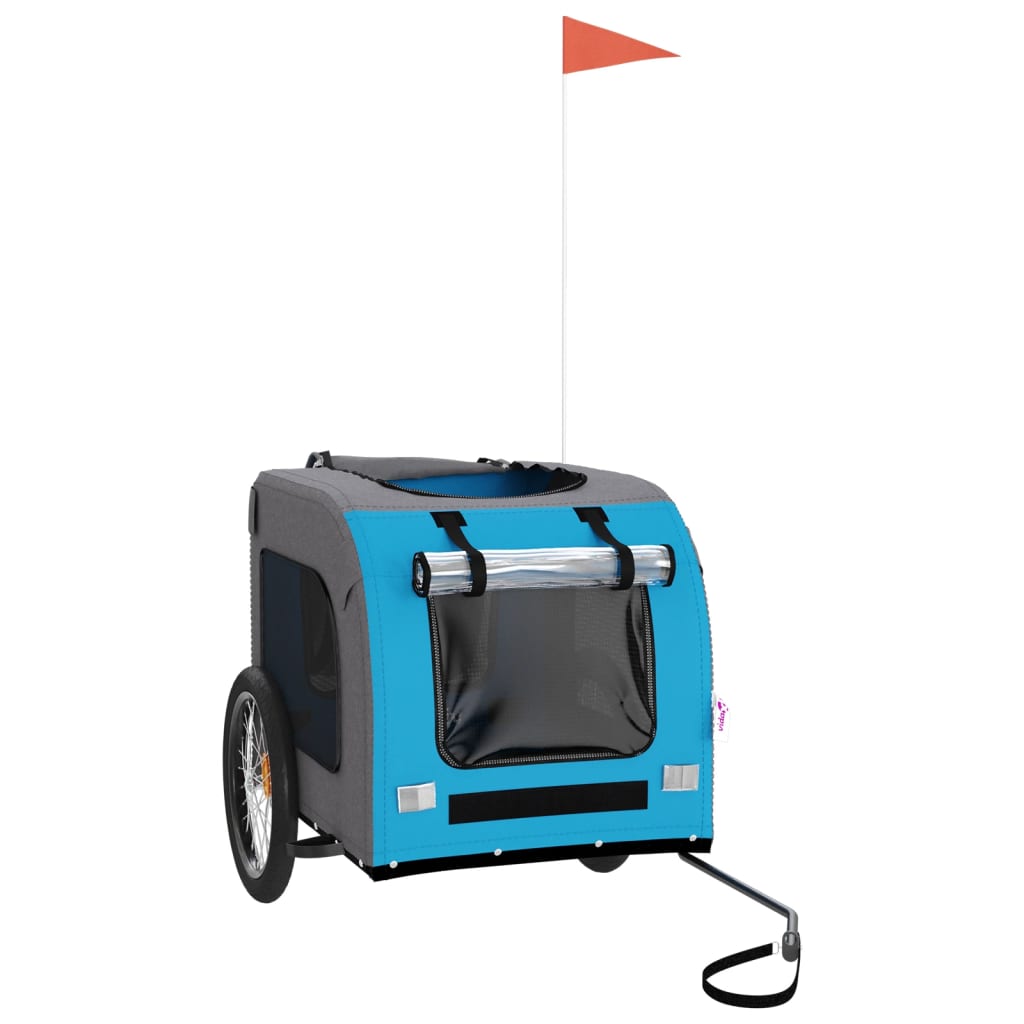 Vidaxl Dog Bike Trailer Oxford stof og jernblå og grå