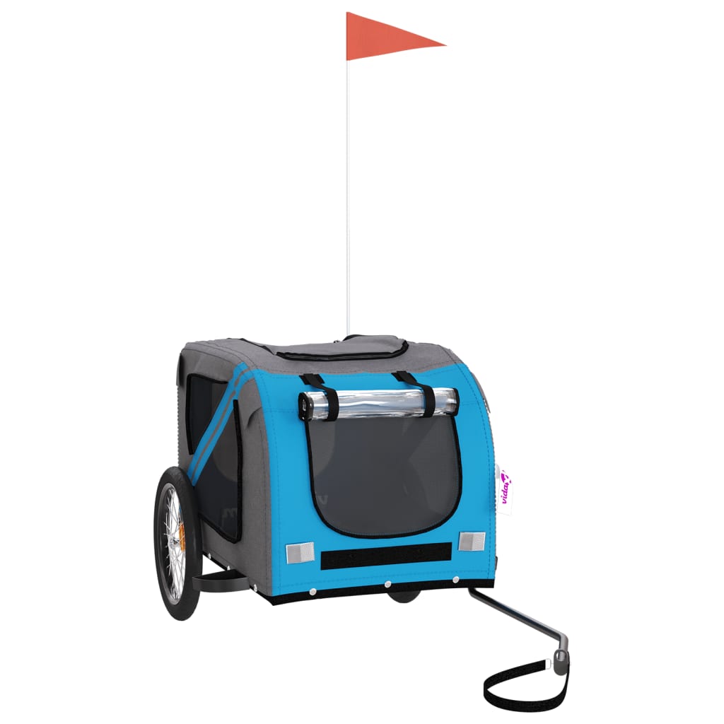 Vidaxl Dog Bike Trailer Oxford stof og jernblå og grå