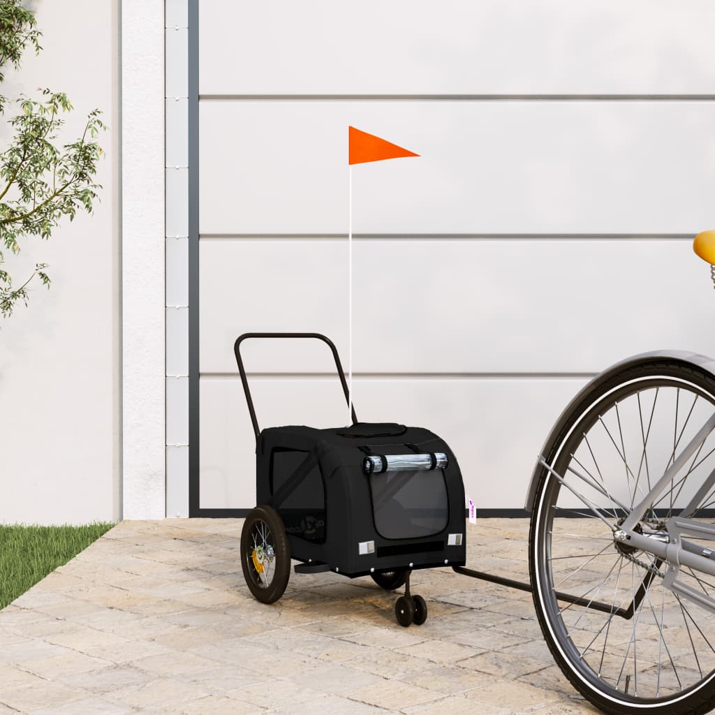 VidaXL hundecykeltrailer oxford stof og jern sort
