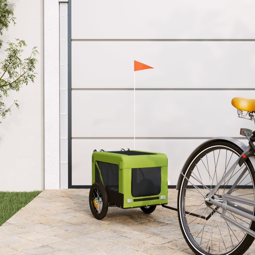 Vidaxl Dog Bike Trailer Oxford stof og jerngrøn og sort