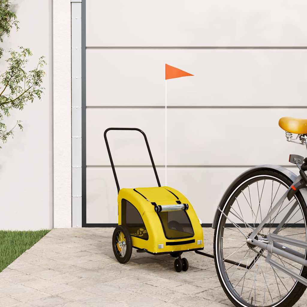 Vidaxl Dog Bike Trailer Oxford Stof og Iron Yellow